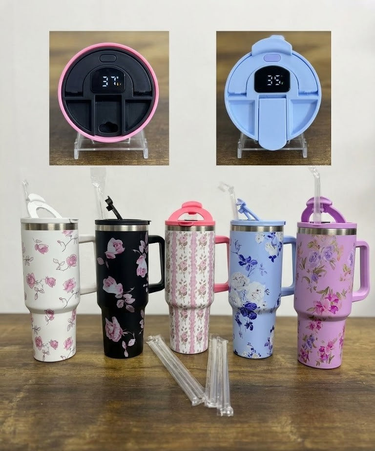 Smart Temperature-Display Floral Tumbler