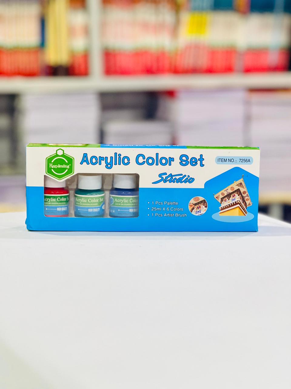 Acrylic Color Set (6 Colors + 1 Palette + 1 Artist Brush)