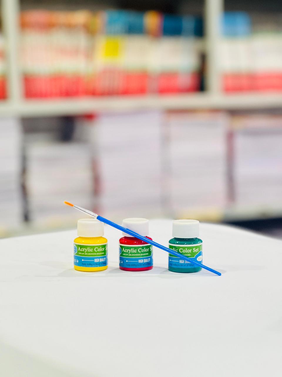 Acrylic Color Set (6 Colors + 1 Palette + 1 Artist Brush)