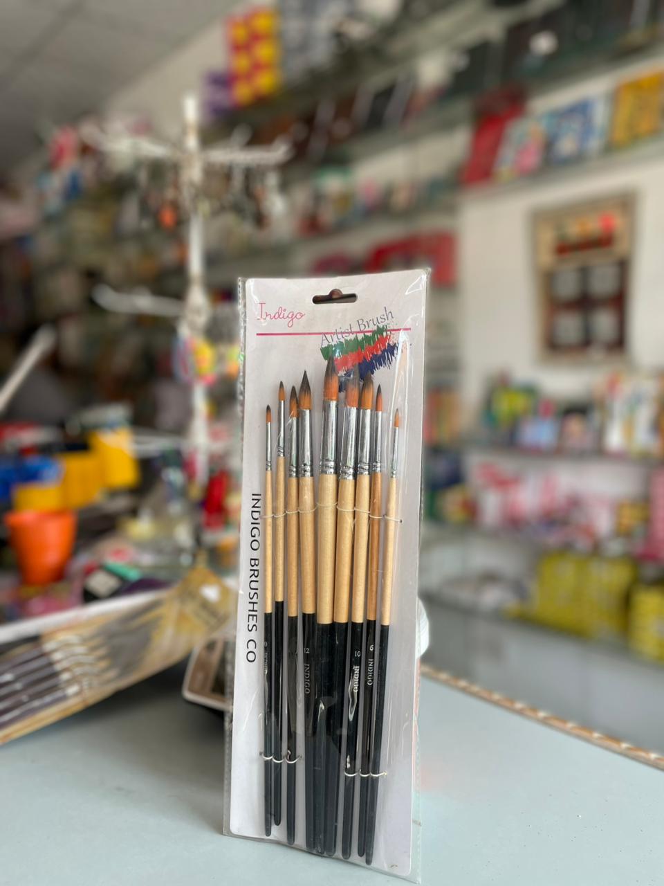 Round Indigo Artist Brush Set (10 Pcs)