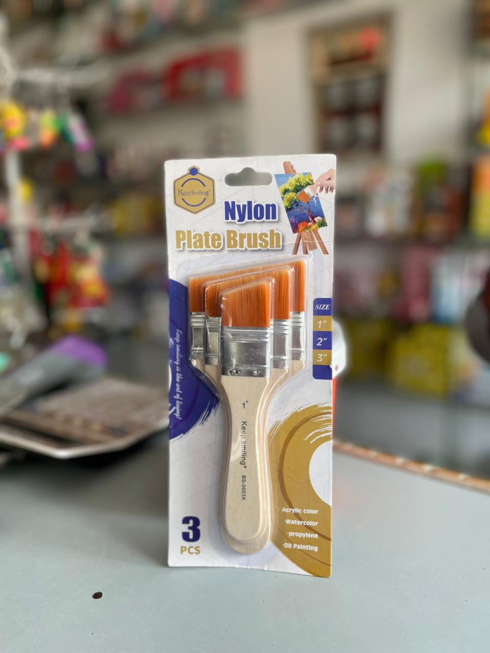 Nylon Plate Brush Set (3 Pcs – Sizes 1, 2, 3)