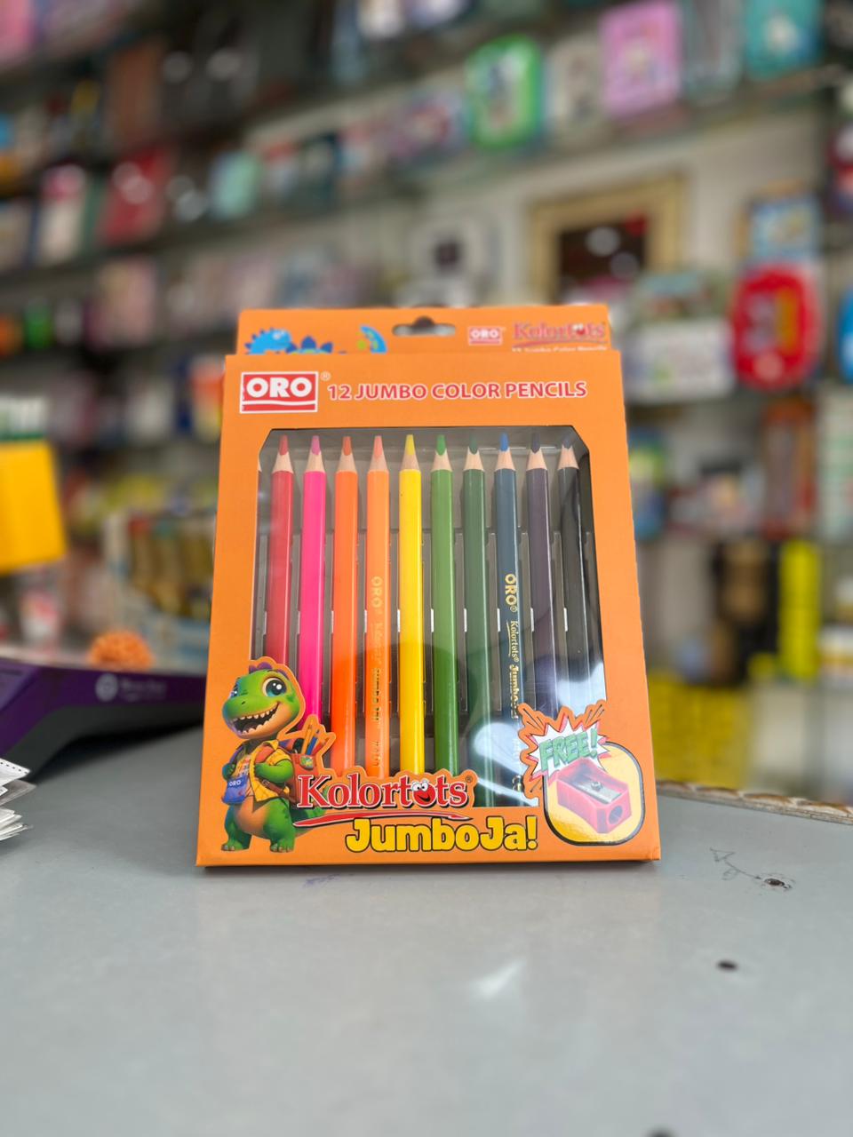 ORO Kolortots Jumbo Colour Pencils – 12 Colours with Free Sharpener