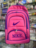Vibrant Pink & Purple Multi-Pocket Backpack with Embroidered Branding