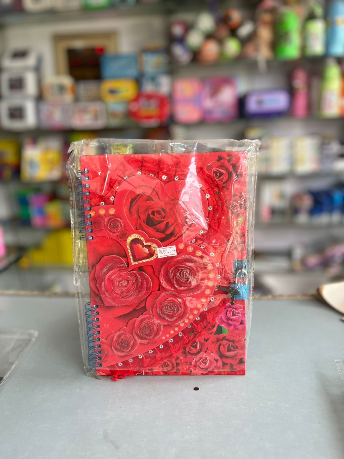Luxury 3D Red Roses Heart Spiral Lock & Key Secret Diary