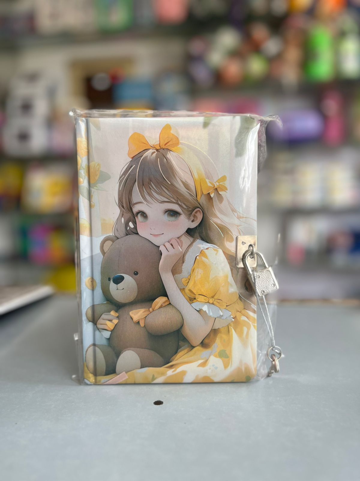 Cute Anime Girl and Teddy Bear Lock & Key Secret Diary