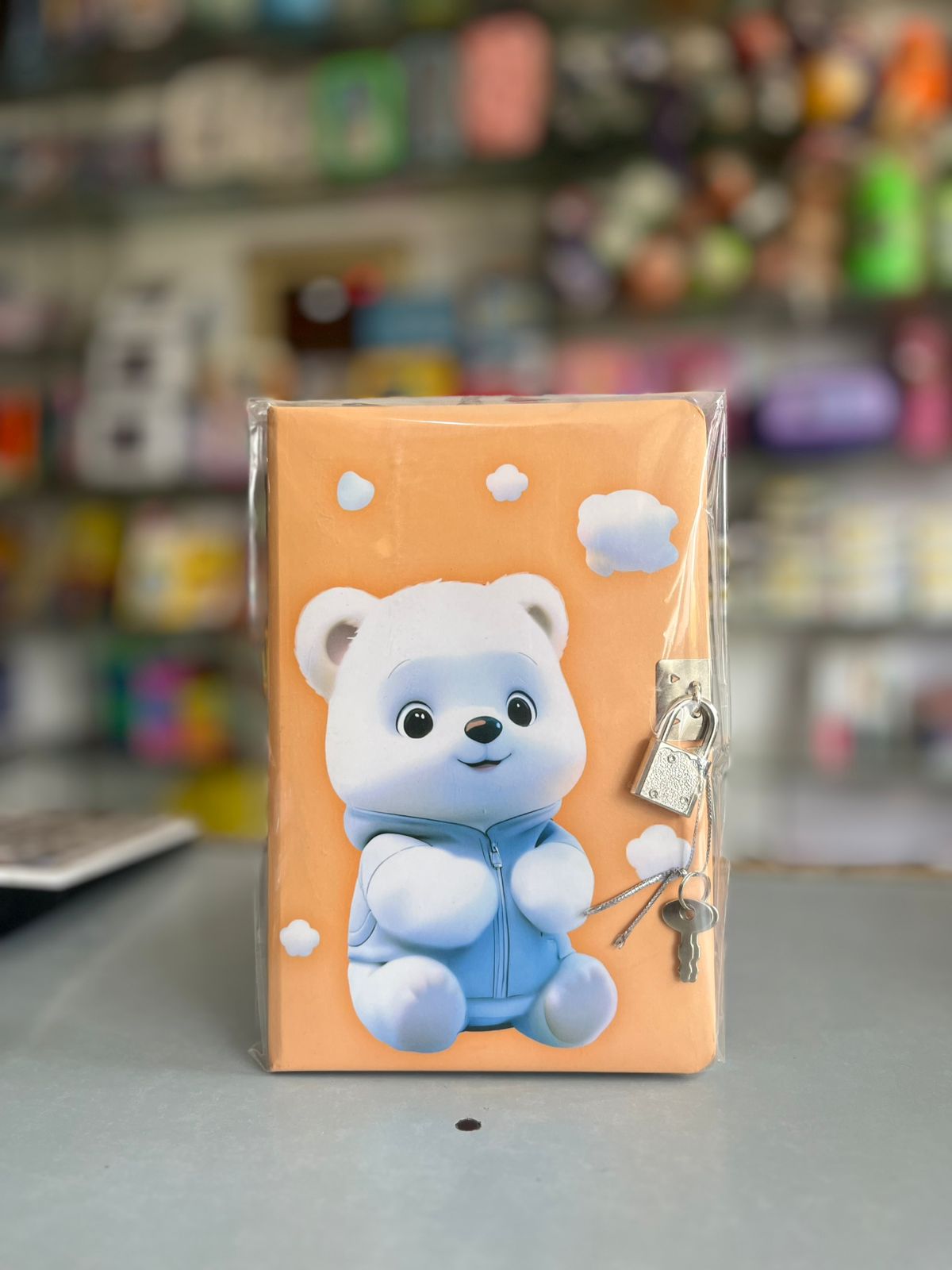 Cute Polar Bear Peach Premium Lock and Key Secret Diary