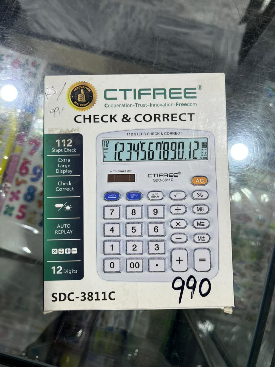 CTIFREE SDC-3811C 12-Digit Calculator with Check & Correct