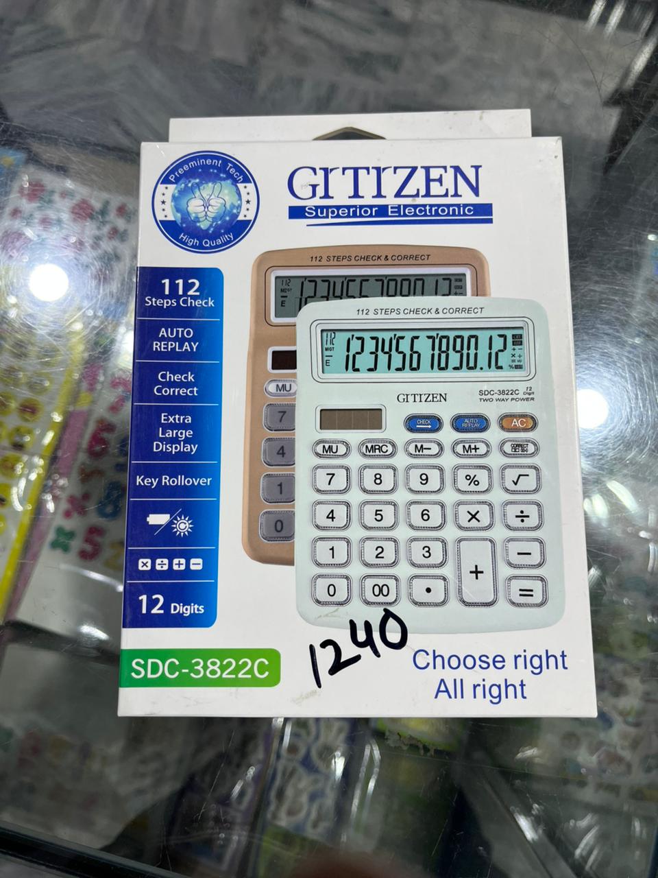 CITIZEN SDC-3822C 12-Digit Check & Correct Calculator