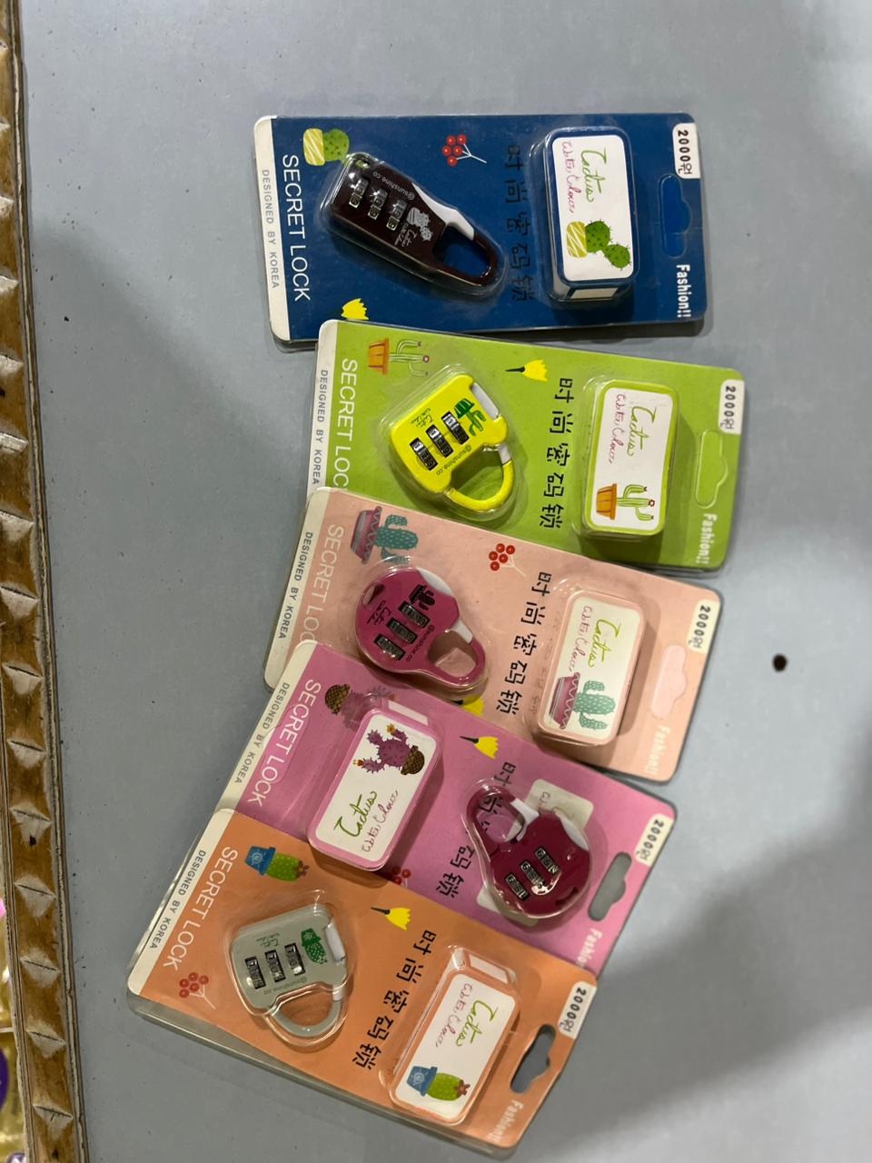 Cute Cactus 3-Digit Mini Combination Padlock (Secret Lock)