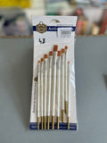Keep Smiling 9-Piece Premium Flat & Detail Artist Paint Brush Set (A6301) – White & Gold Edition