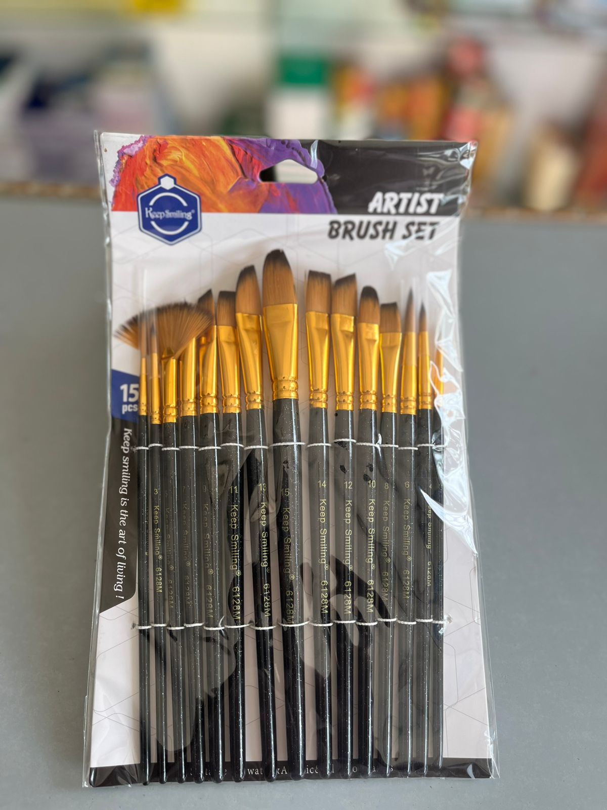Keep Smiling 15 Pcs Premium Mixed Assorted Artist Brush Set (6128M)