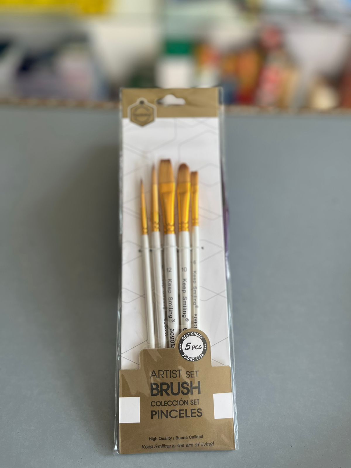 Keep Smiling 5 Pcs Premium Assorted Mixed Artist Brush Set (6090M)