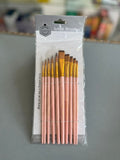 Keep Smiling 10-Piece Mixed Artist Paint Brush Set (A6305B) – Pastel Pink & Gold Edition