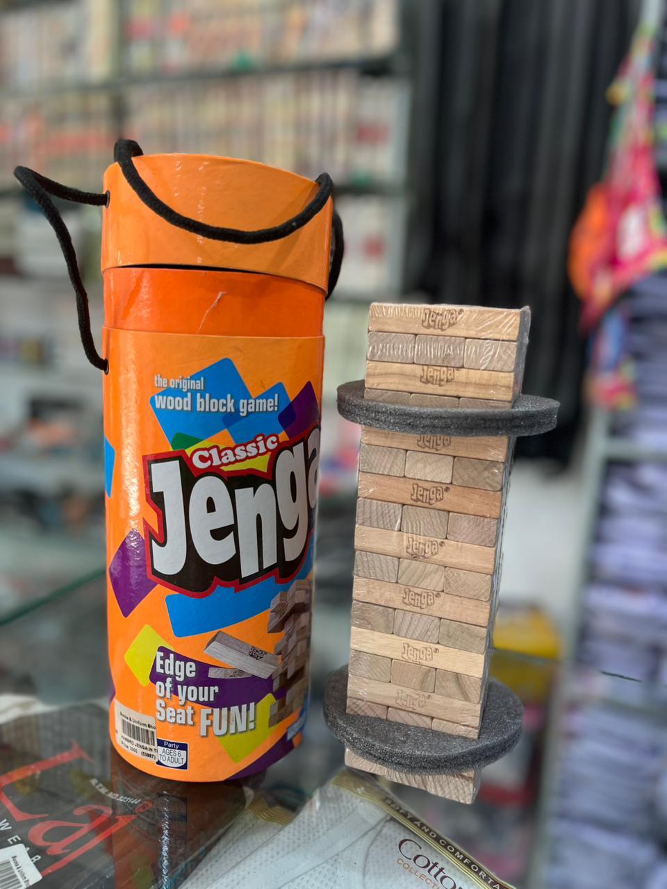 Classic Jenga Wooden Block Stacking Game – Family Board Game with Premium Storage Tube