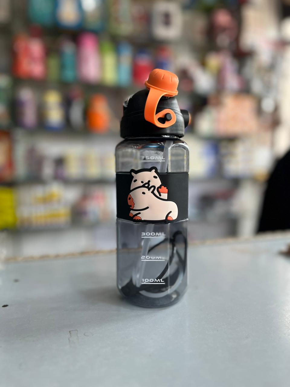 Capybara Aesthetic Water Bottle with Straw & Strap (750ml)