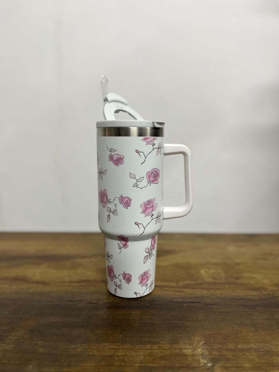 Smart Temperature-Display Floral Tumbler