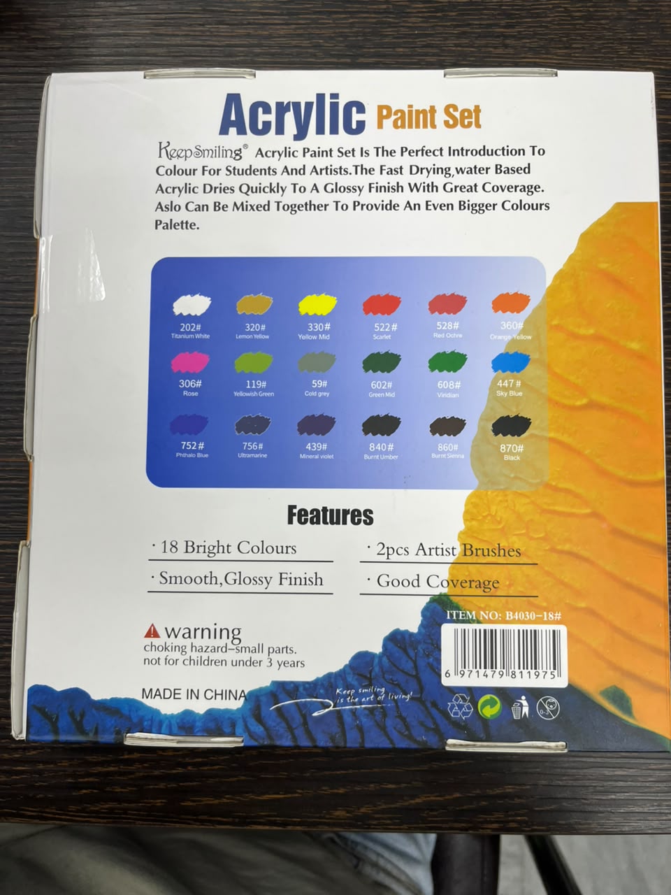 Keep Smiling Acrylic Paint Set (18 Colors × 30ml)