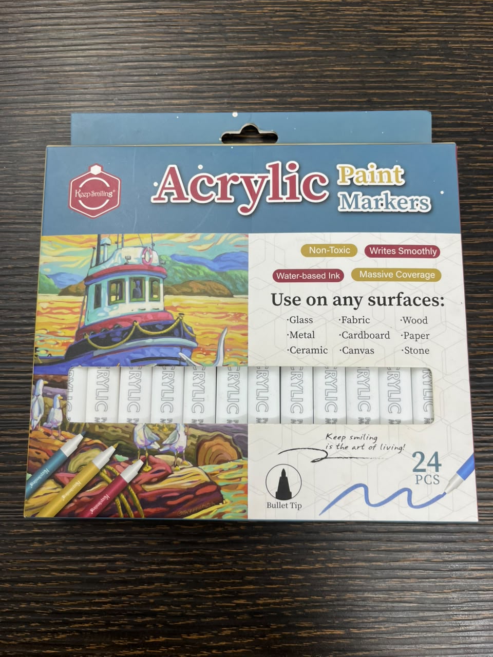 Keep Smiling Acrylic Paint Markers (12 & 24 Piece Set)