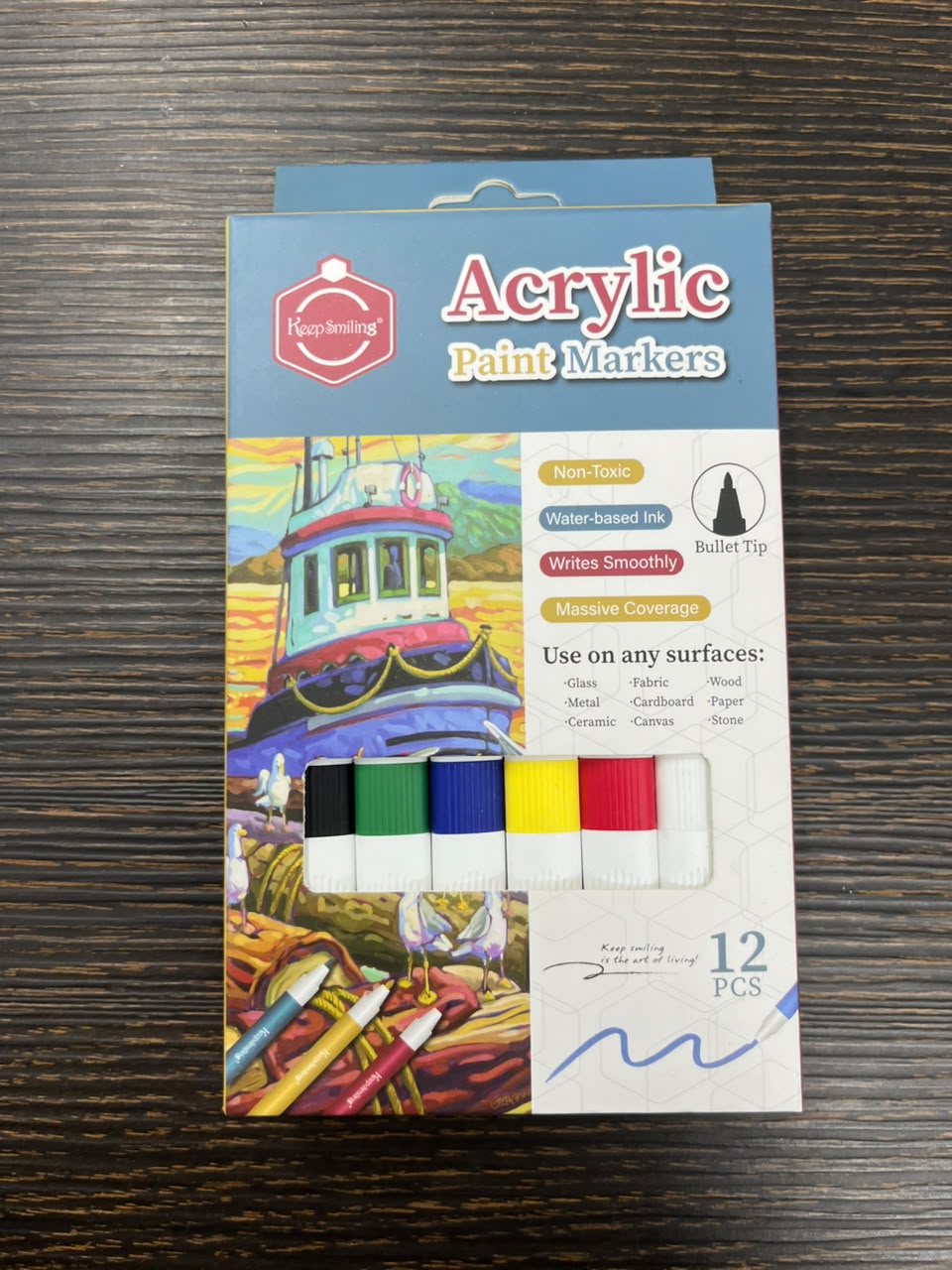 Keep Smiling Acrylic Paint Markers (12 & 24 Piece Set)