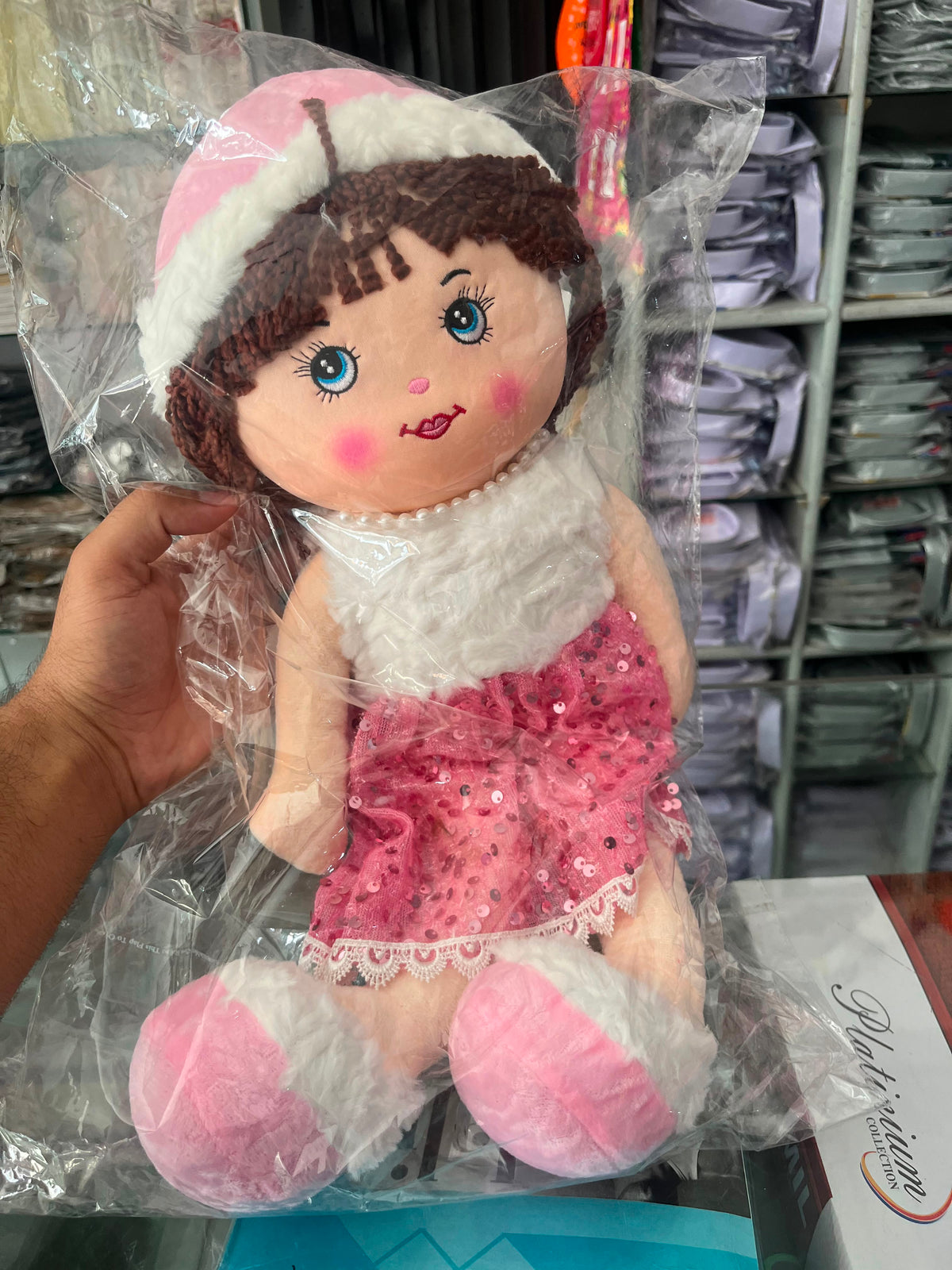 Plush Rag Doll Toy with Sequin Skirt