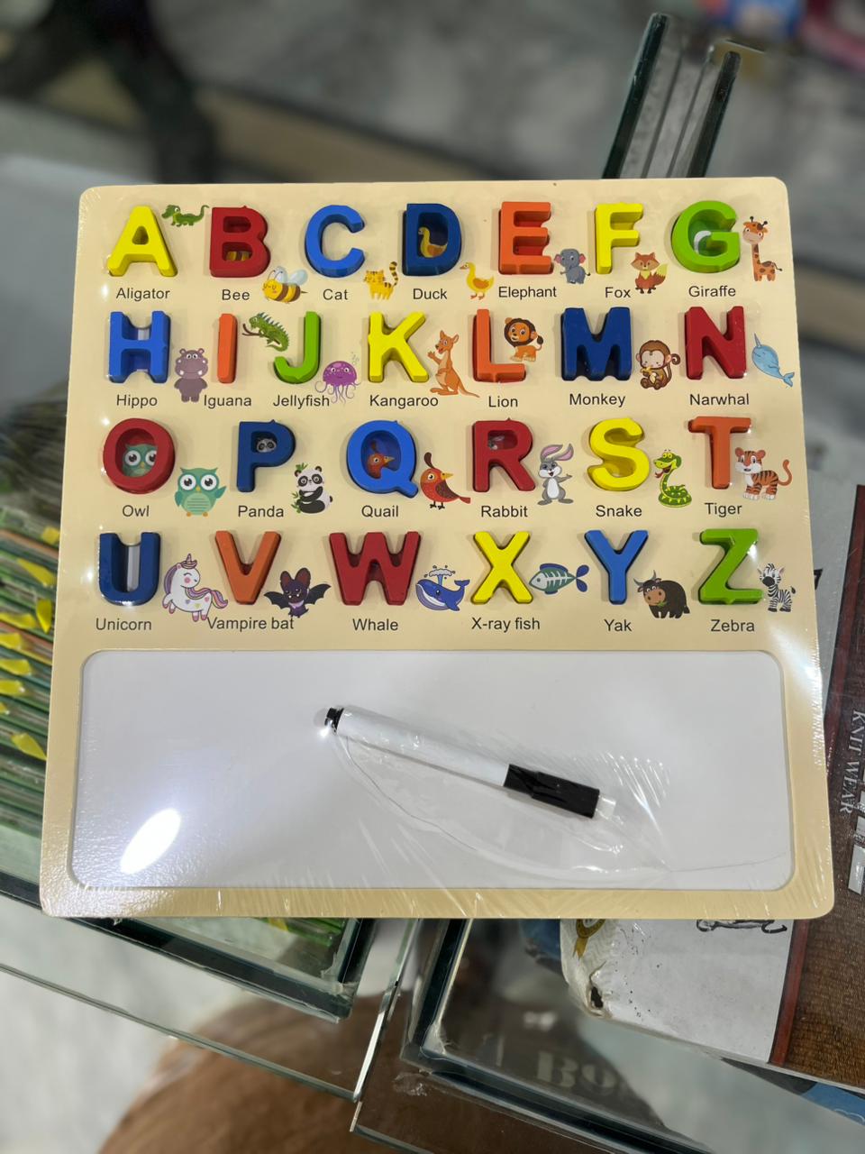 Wooden Alphabet Learning Puzzle with Whiteboard – Kids Educational Toy