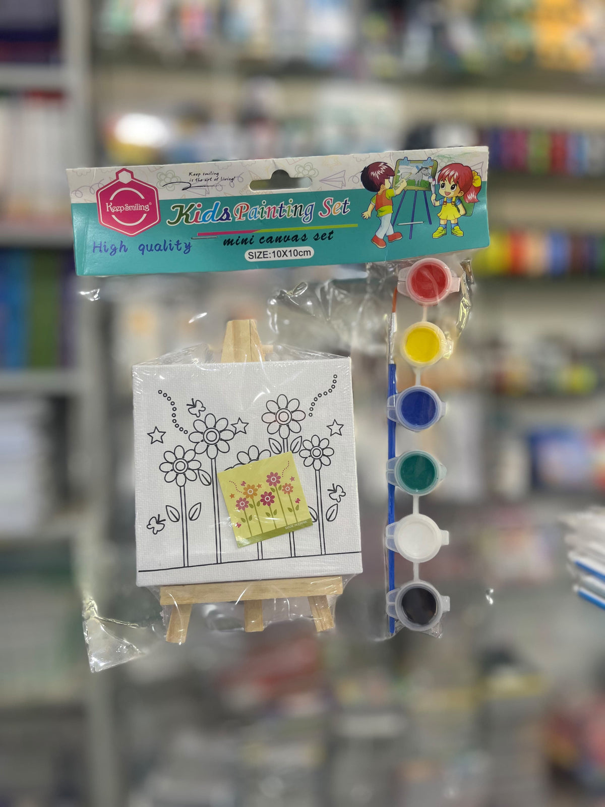 Kids Painting Set with Mini Canvas & Easel - 10x10cm Art Kit