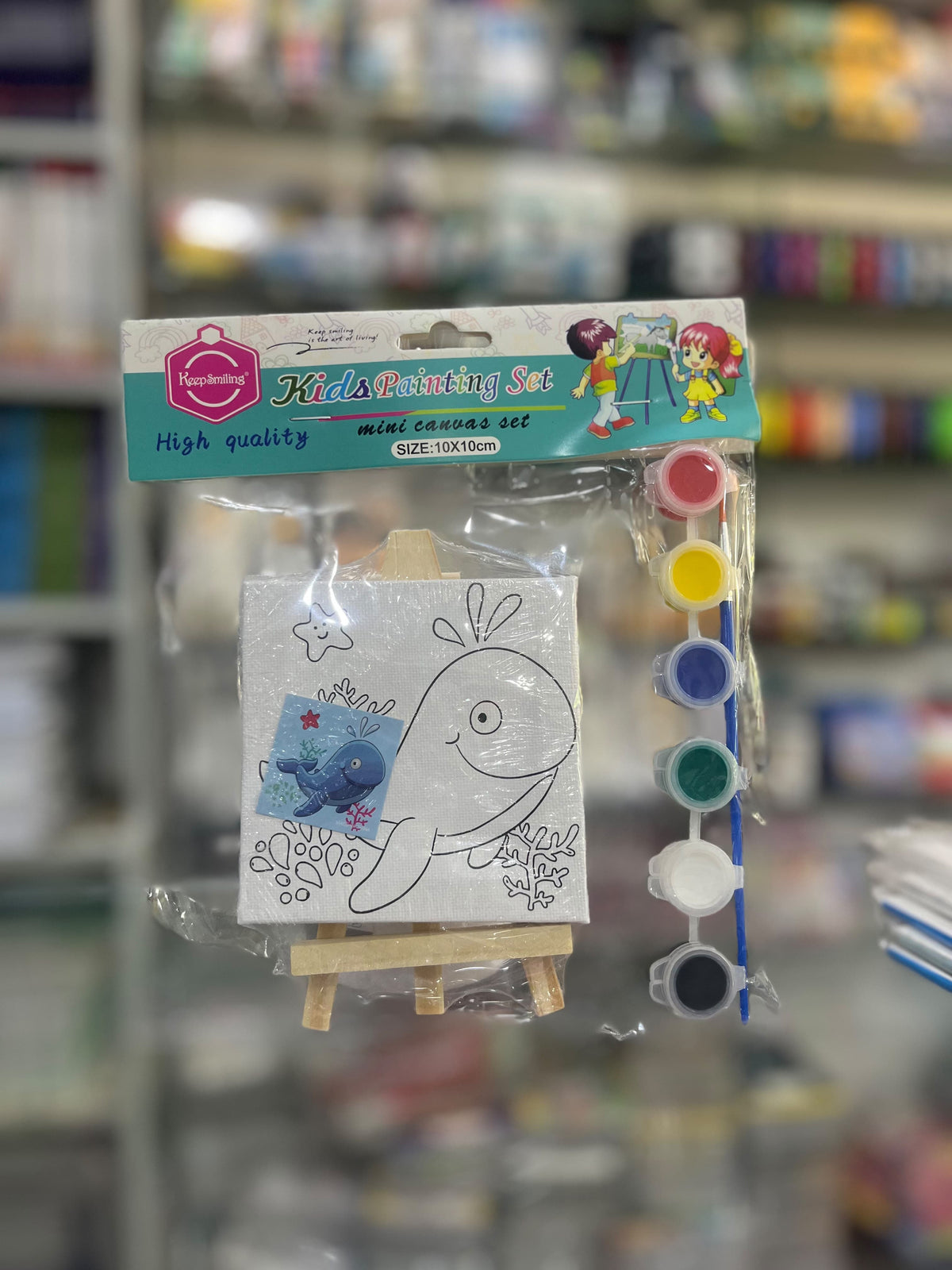 Cute Whale Mini Canvas Painting Set with Easel - Ocean Theme Art Kit