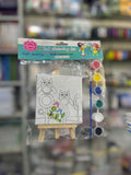 Cute Owl Mini Canvas Painting Set with Easel - 10x10cm Art Kit
