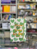 "Shine Like The Stars, Dare To Be Different" Green Heart Hardcover Journal with Elastic Band