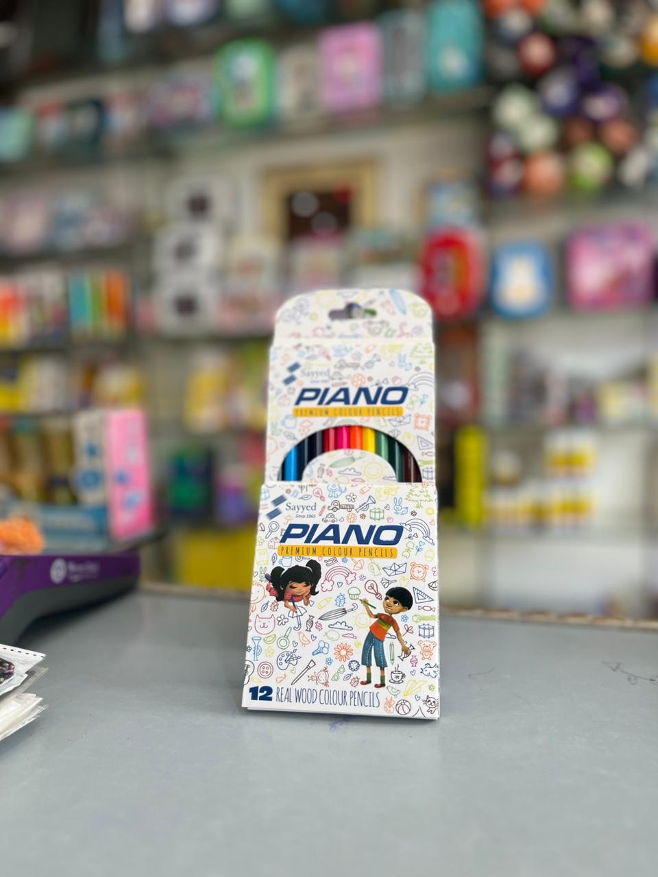 PIANO Premium Real Wood Colour Pencils – 12 Colours Pack