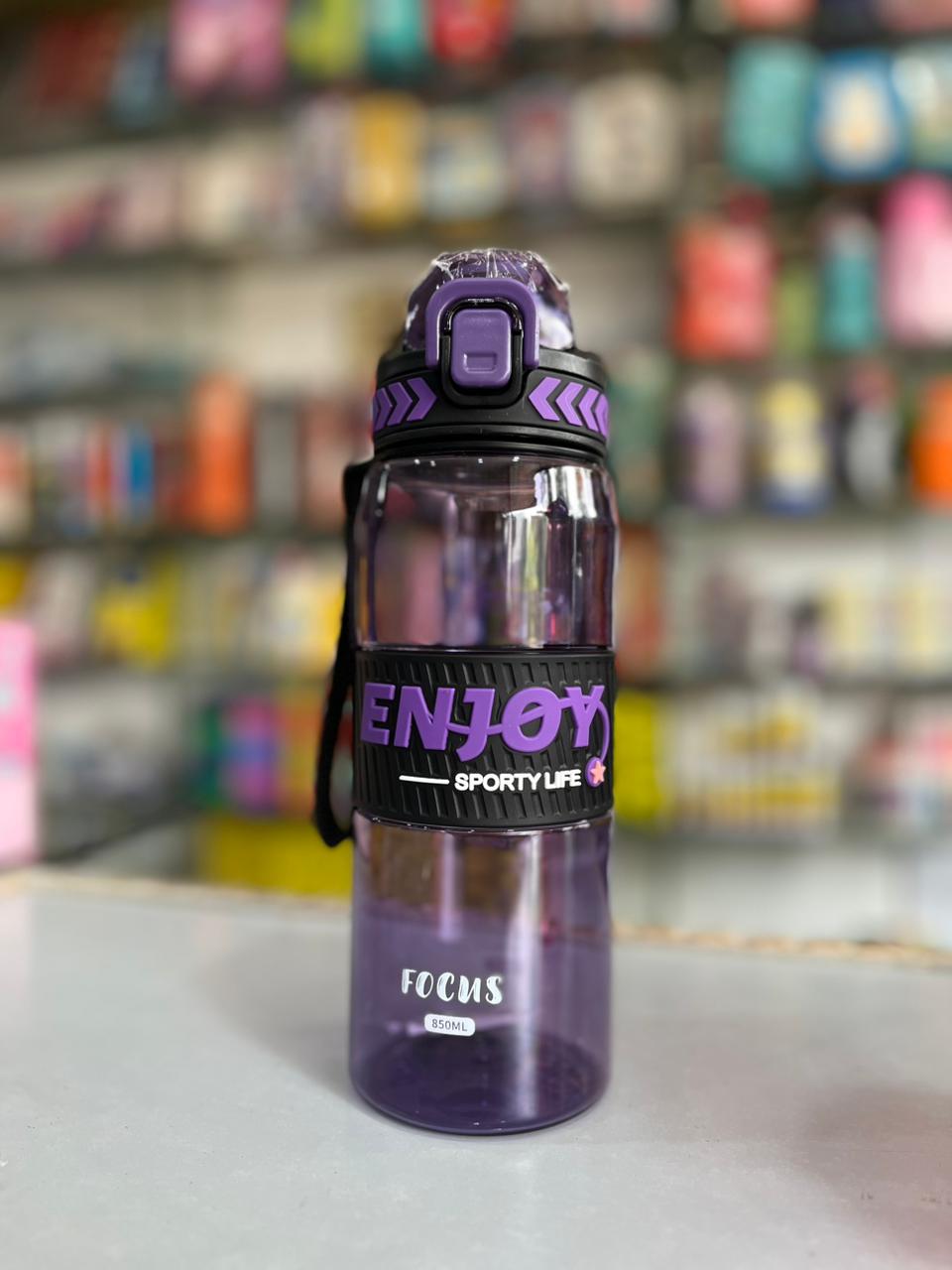 Premium 850ml Sporty Leak-Proof Water Bottle with Straw & Strap