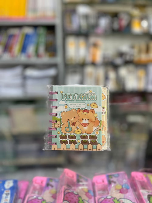 "Pet Farm" Cute Animal Mini Spiral Notebook (Pack of Cute Designs) (pack of four)