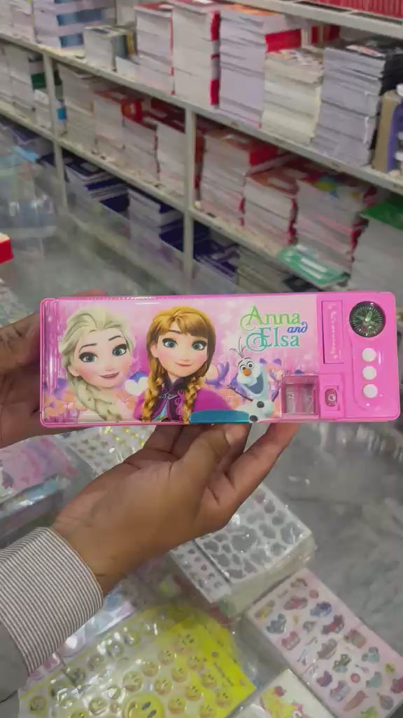 Anna & Elsa Kids Magnetic Geometry Box with Built-in Sharpener