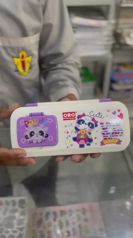 ORO Kids Dual-Sided Magnetic Pencil Box with Built-in Mirror & Comb